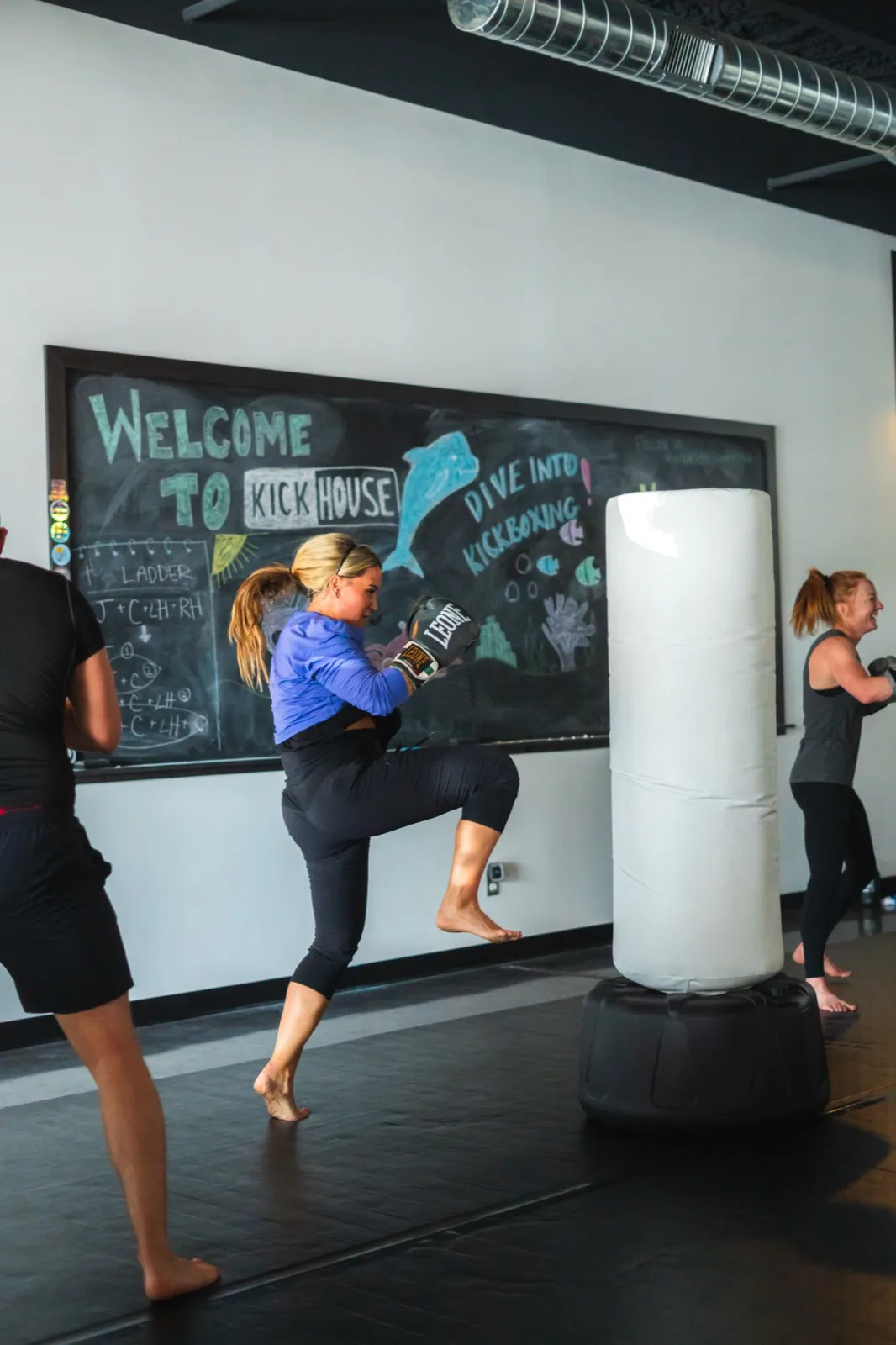 A member kicking the bag
